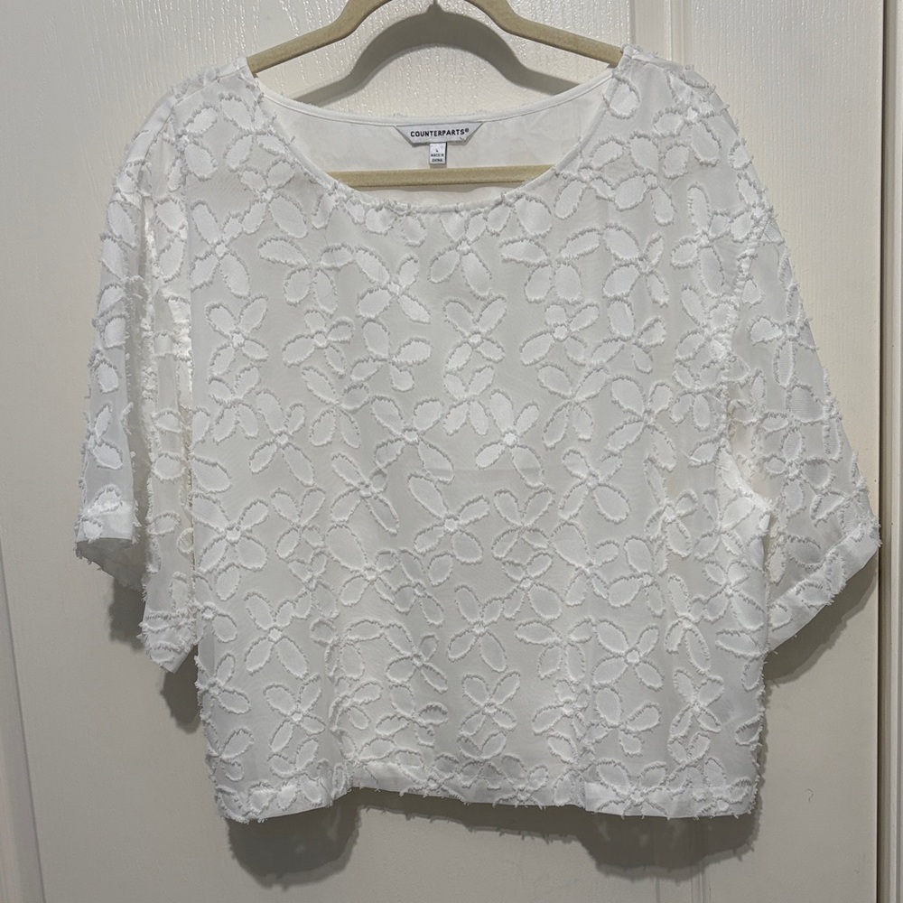 Counterparts White Floral Lace Blouse